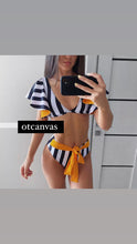 Load image into Gallery viewer, BIKINI SET BACK AND WHITE / YELLOW
