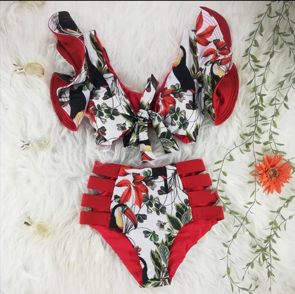 BIKINI SET FLORAL RED